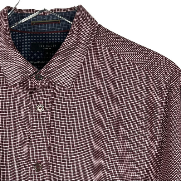 TED BAKER Soft Heavy Fabric Button Down Long Sleeve Men’s Patterned Shirt - Picture 2 of 7